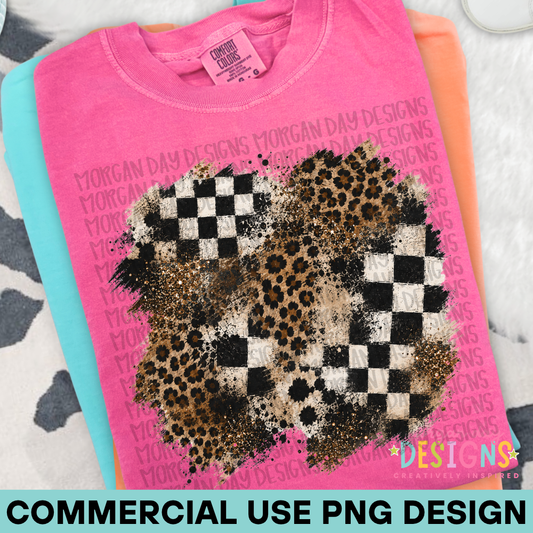 Checkered + Leopard PNG Background