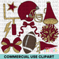 School Spirit Maroon Football Clipart