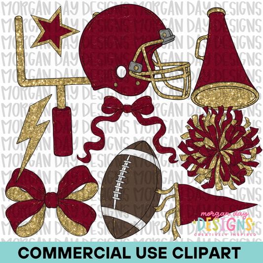 School Spirit Maroon Football Clipart