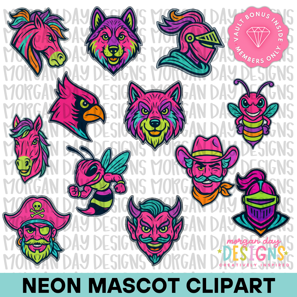 Neon Mascot Clipart Bundle
