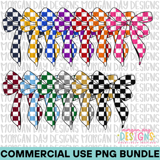School Spirit Checkered Bow PNG Bundle