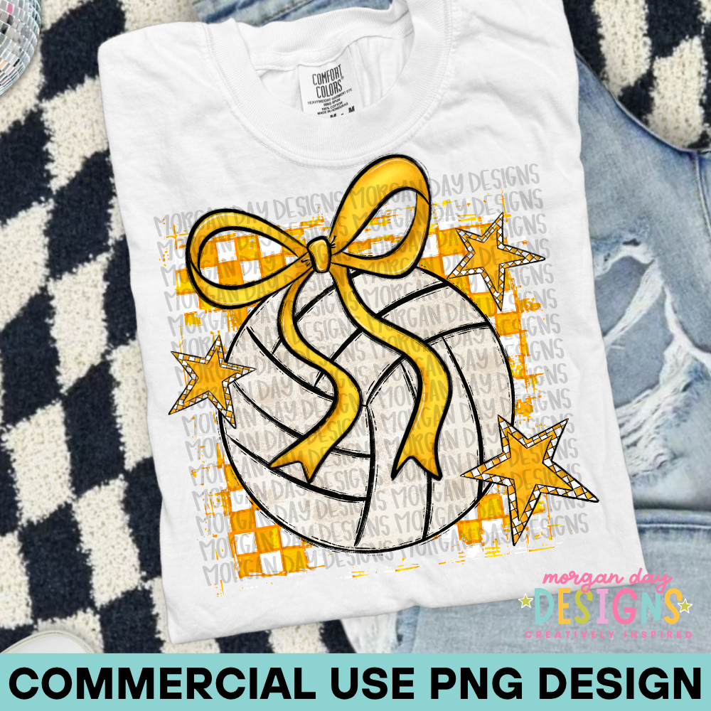 Preppy Volleyball Yellow PNG Design