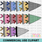 School Spirit Stripes Pennant Flag Clipart