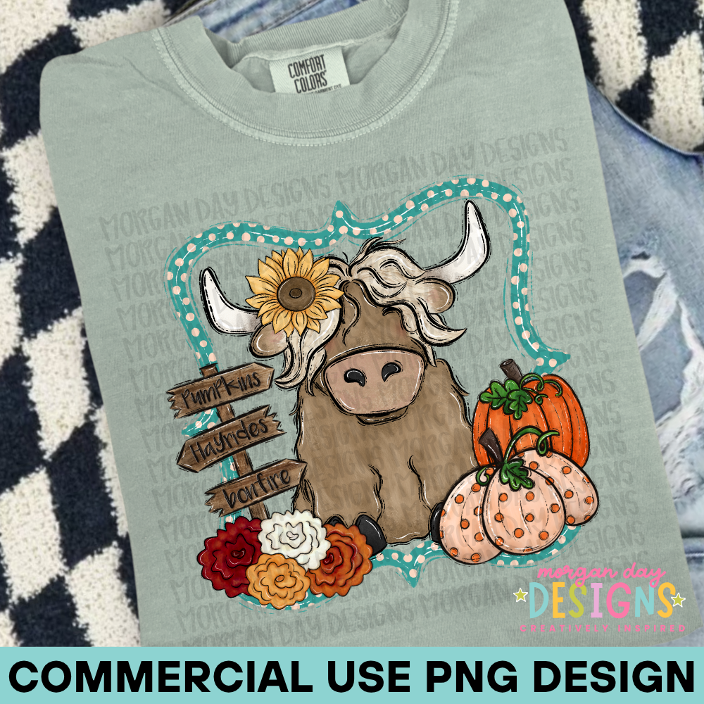 Fall Highland Cow PNG