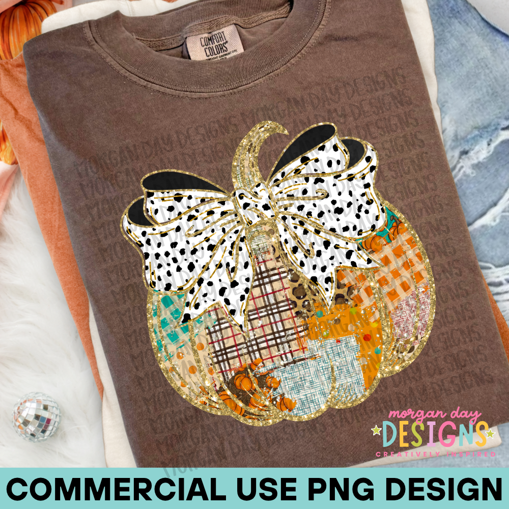 Fall Patchwork Pumpkin PNG