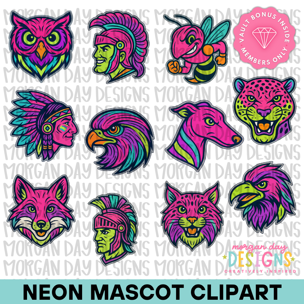 Neon Mascot Clipart Bundle