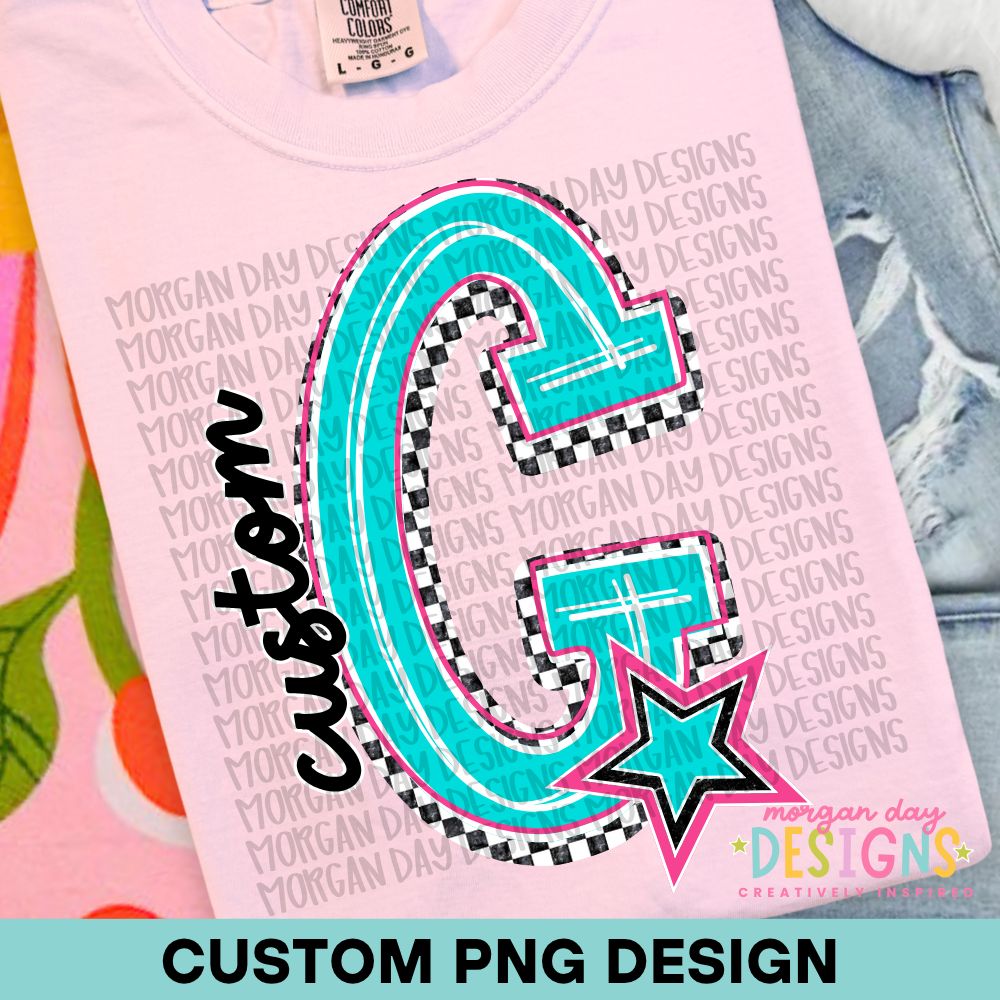 Custom Checkered Mascot Name PNG