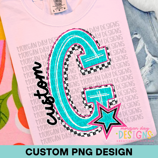 Custom Checkered Mascot Name PNG