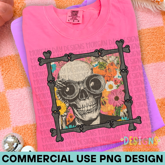 Skeleton Bone Portrait Frame PNG