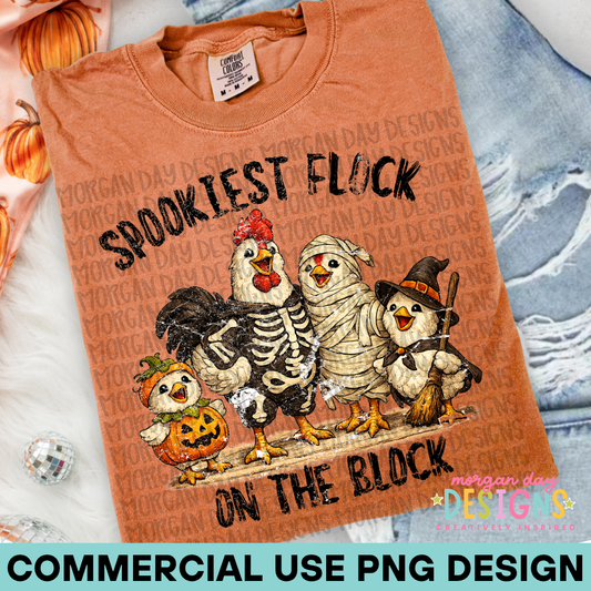 Spookiest Flock on the Block Halloween PNG Design