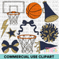 School Spirit Navy Basketball Clipart