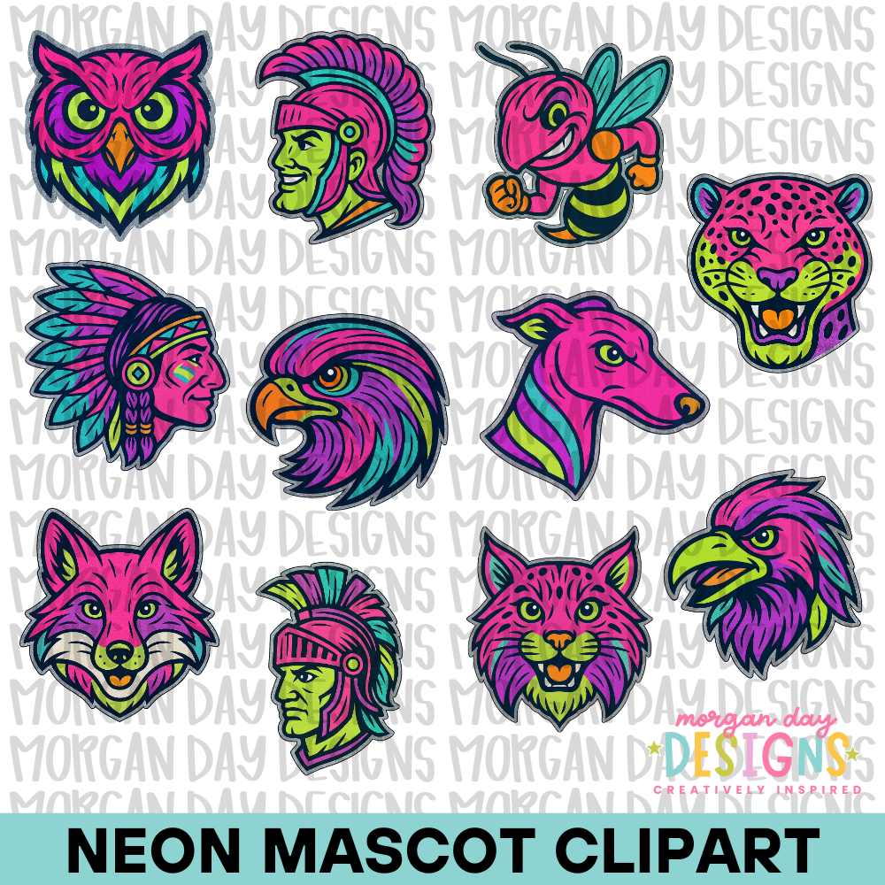 Neon Mascot Clipart Bundle