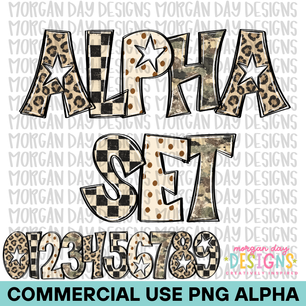 Camo Checkered Cheetah Dots Alpha Set