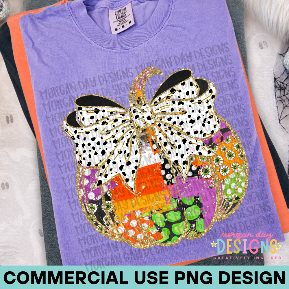 Halloween Patchwork Pumpkin PNG