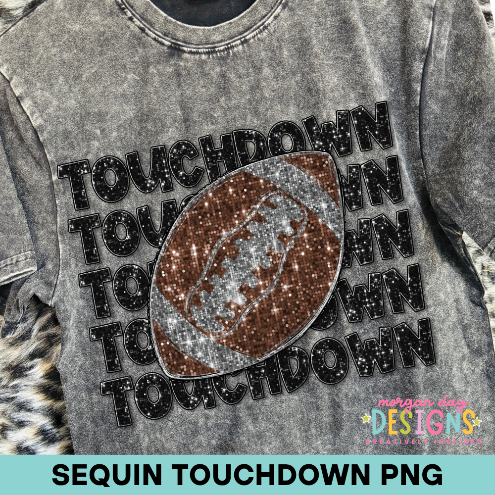 Sequin Touchdown Football PNG Design