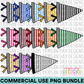 School Spirit Stripes Pennant Flag PNG Bundle