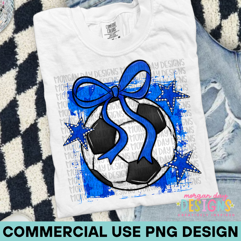 Preppy Soccer Blue PNG Design