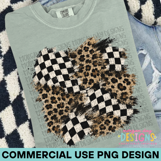 Checkered + Leopard PNG Background