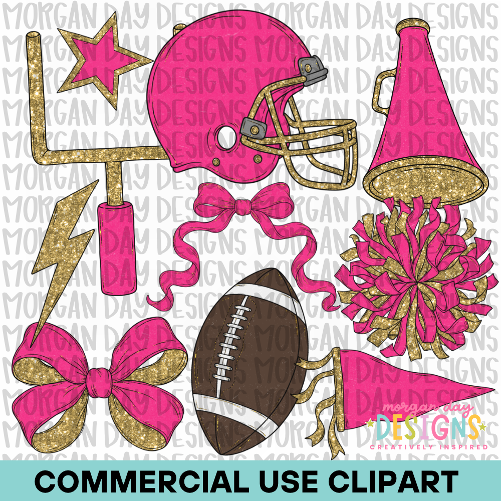 School Spirit Pink Football Clipart
