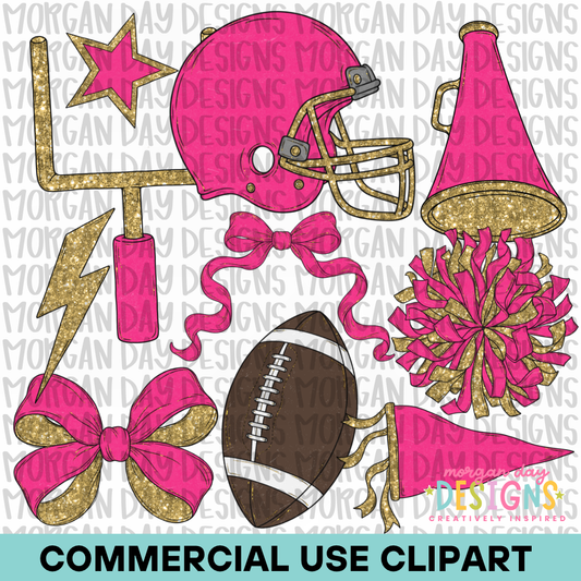 School Spirit Pink Football Clipart