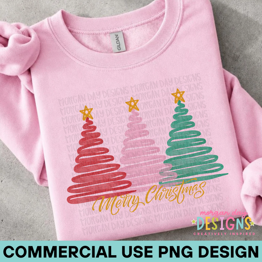 Merry Christmas Trees PNG