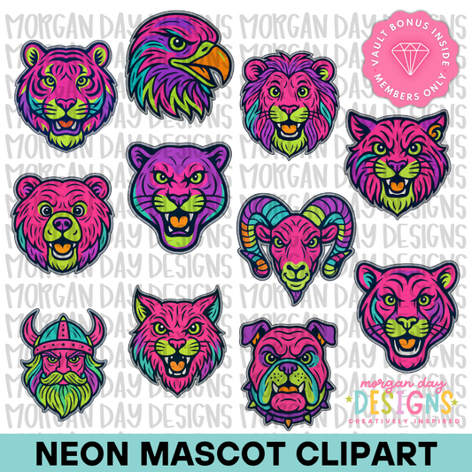 Neon Mascot Clipart Bundle