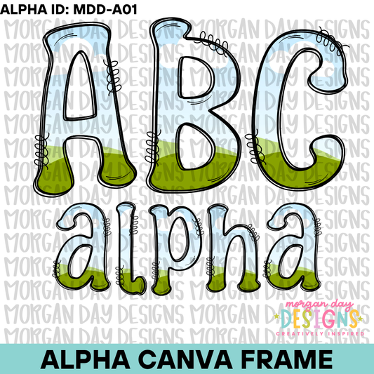 Doodle Alpha Canva Frame | Uppercase & Lowercase Letters