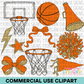 School Spirit Orange Basketball Clipart
