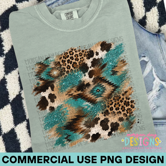 Aztec + Leopard + Cow PNG Background