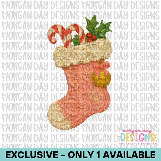 Exclusive Impasto-Style Christmas Stocking – One Available