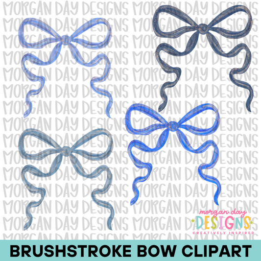 Blue Brushstroke Bow Clipart Bundle