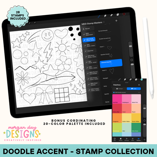 Doodle Accent | Procreate Stamp Collection + Color Palette
