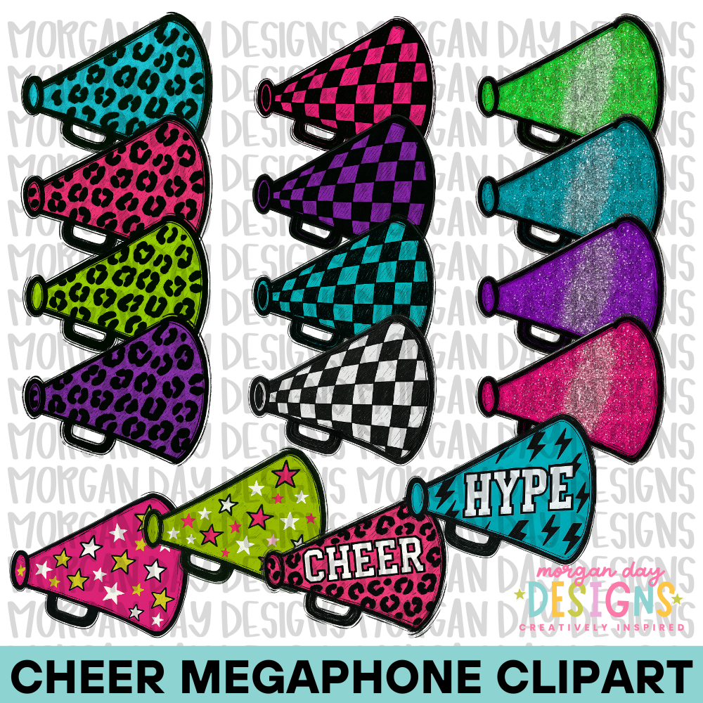 Cheer Megaphone Clipart Bundle