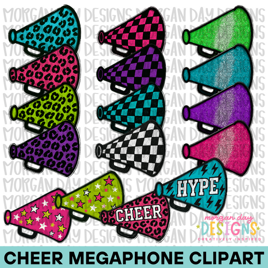 Cheer Megaphone Clipart Bundle