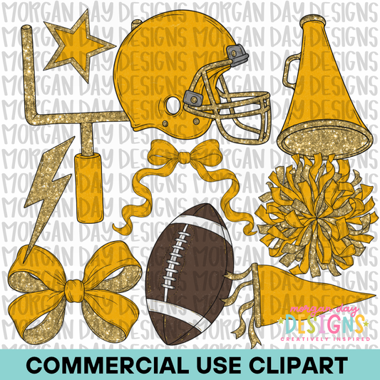 School Spirit Yellow Football Clipart