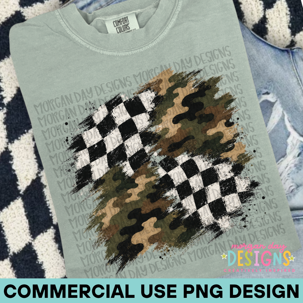 Checkered + Camo PNG Background