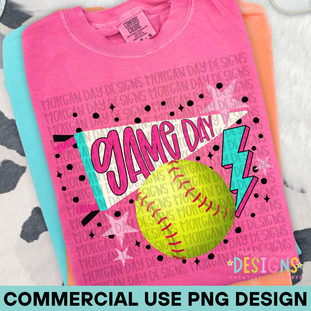 Preppy Game Day Softball PNG