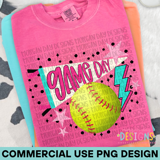 Preppy Game Day Softball PNG