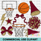 School Spirit Maroon Basketball Clipart