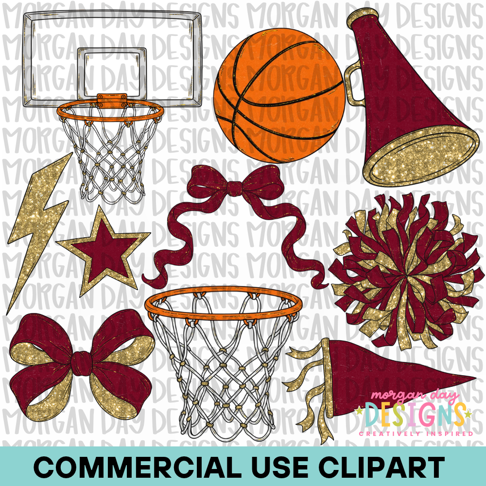 School Spirit Maroon Basketball Clipart
