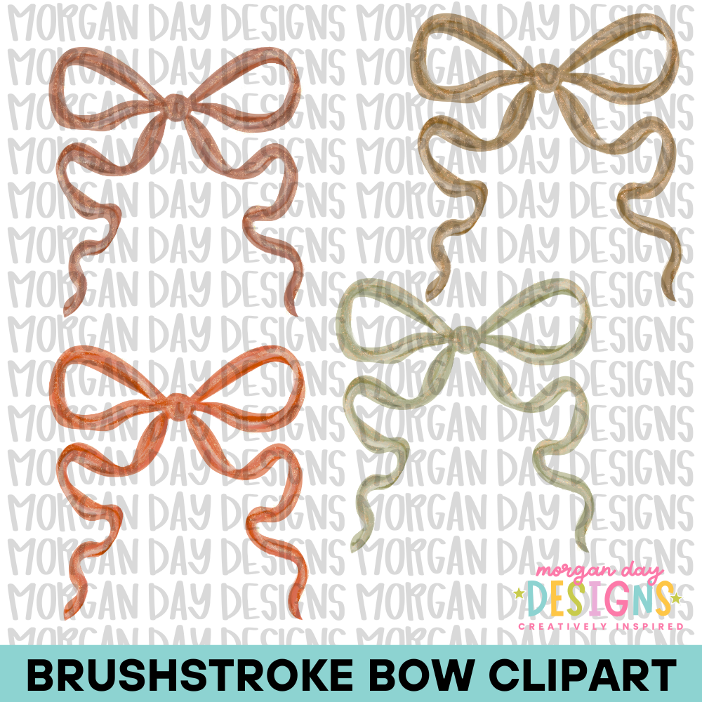 Fall Brushstroke Bow Clipart Bundle