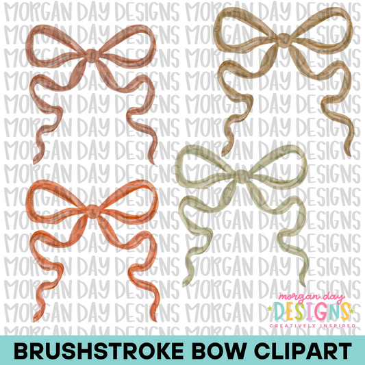 Fall Brushstroke Bow Clipart Bundle