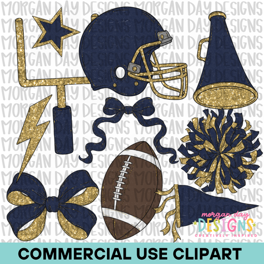 School Spirit Navy Football Clipart