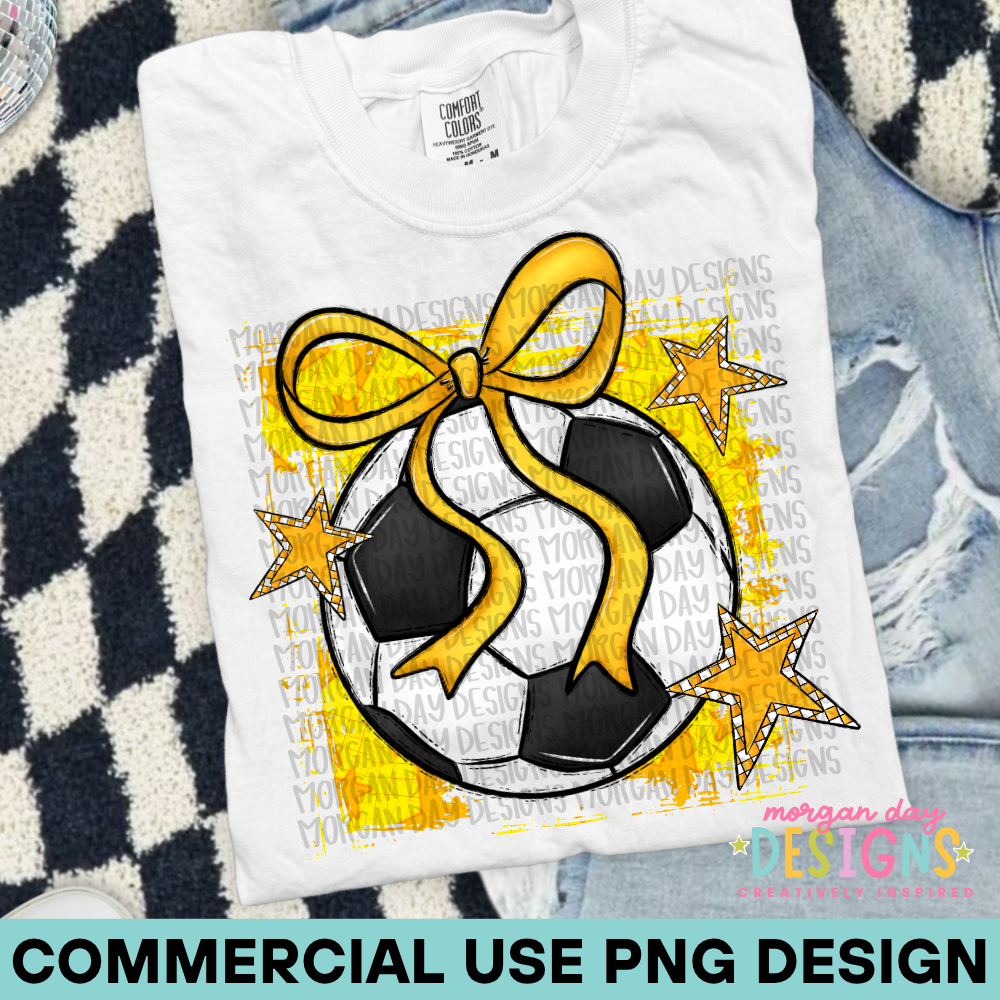 Preppy Soccer Yellow PNG Design
