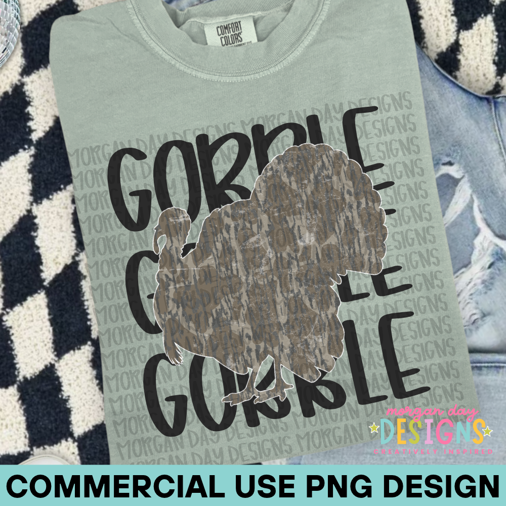 Gobble Gobble Camo Turkey PNG