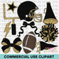 School Spirit Black Football Clipart