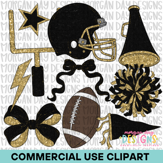 School Spirit Black Football Clipart