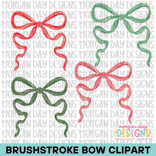 Christmas Brushstroke Bow Clipart Bundle