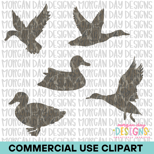 Camo Ducks Clipart Bundle