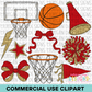 School Spirit Red Basketball Clipart